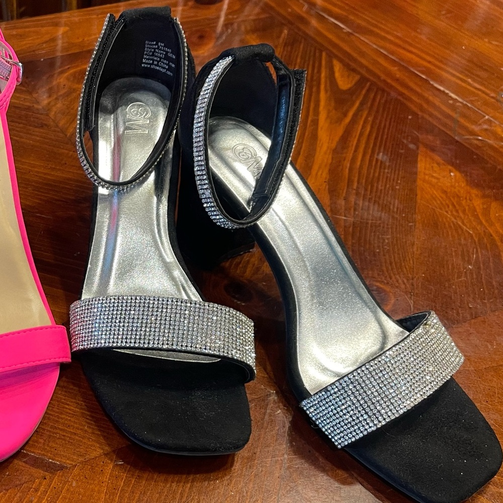Black rhinestone heels.